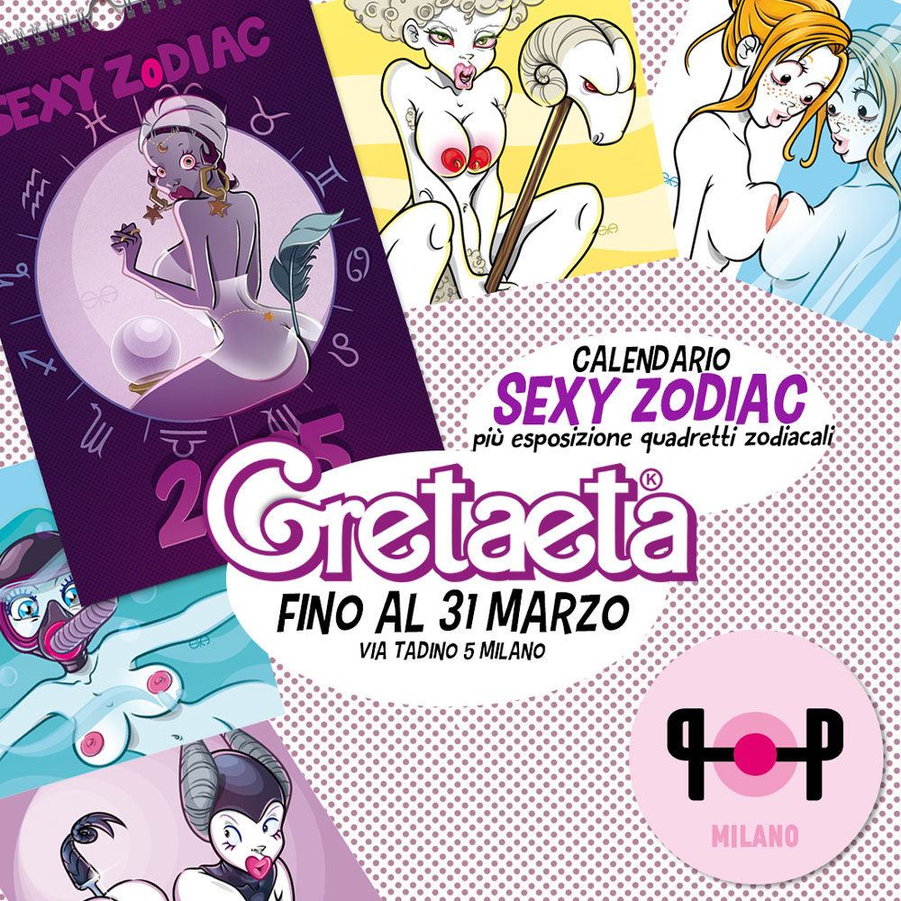 Mostra personale dedicata ai dodici segni zodiacali rivisitati in chiave erotica.