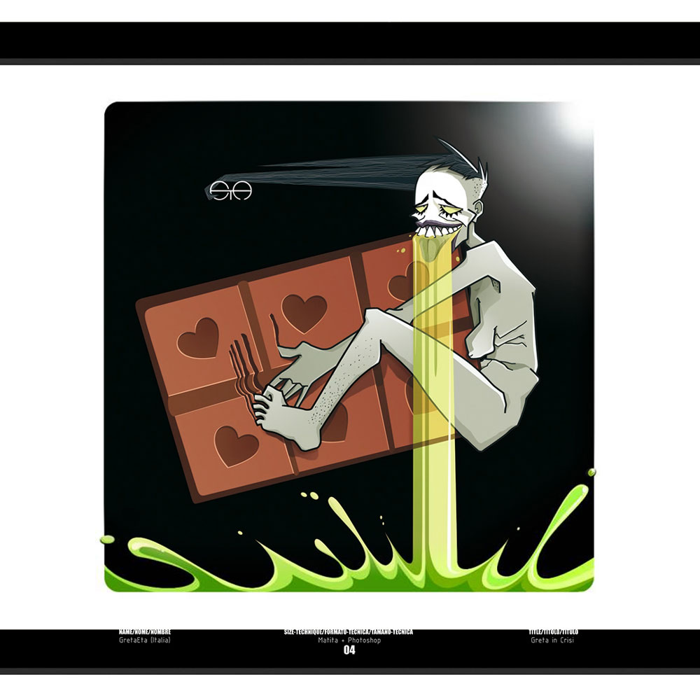 Illustrazione per Interstizi, rivista di arte e cultura online e cartacea creata da Ercolani Bros. Gretaeta partecipò al numero dedicato al tema ‘Crisi’ e nel 2010 su quello dedicato al tema ‘Sporco’.